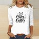 thumbnail image 4 of Mujeres 3/4 Manga Tops Impresión Casual Cuello Redondo Camiseta Top Blusa, Poliéster Toda la Temporada, 4 of 4