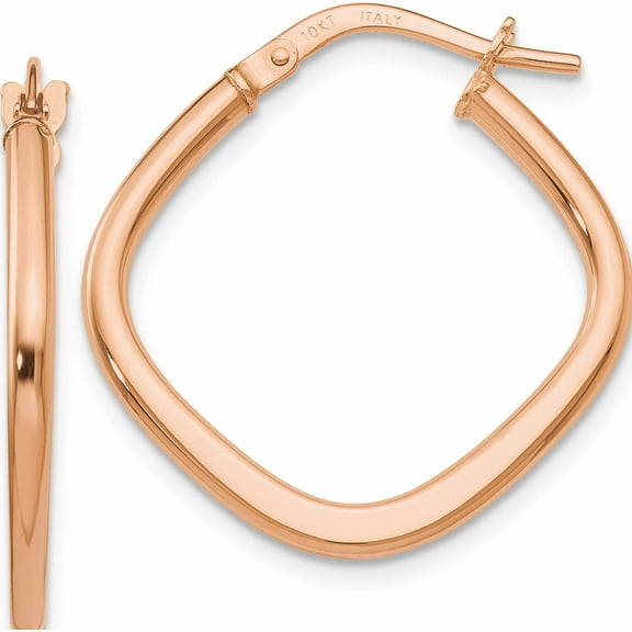 10K Rose Gold Jbsp's Polished Square Hoop Earrings (21.5 X 8) Made In Italy 10le323