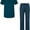 Caribbean Blue, variant on Adar Universal Unisex Scrub Set - Unisex V-Neck Scrub Top & Tapered Drawstring Scrub Pants