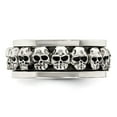thumbnail image 4 of Sterling Silver Polished Spinning Center Antiqued Skull Ring, 4 of 5