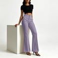 thumbnail image 7 of Lenpel Flare Dress Pants for Women Business Casual Stretch Work Trousers with Pockets Trendy Button Bell Bottoms for Office, 7 of 7