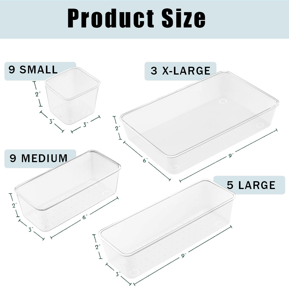 GARITIN 26-Piece Clear Plastic Drawer Organizer Bins photo 2