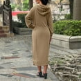 thumbnail image 6 of EDFBUYKRS Female Long Sleeve Hoodie Women's Loose Fit Hoodie Dress with Long Knitted Skirt and Oversized Pocket for Autumn Winter Casual Fashion Wear M, 6 of 6