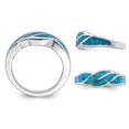 thumbnail image 3 of Lab Created Blue Opal Inlay Wave Ring in Sterling Silver, 3 of 4