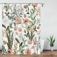thumbnail image 2 of Extra Long Green Boho Floral Shower Curtain 72 x 84 Inch, Flower Leaves Boho Chic Bathroom Curtain, Waterproof Fabric Plant Bathroom Shower Curtains, 2 of 6