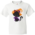 thumbnail image 3 of Inktastic Black Cat, Cat Wearing Witch Hat, Halloween Youth T-Shirt, 3 of 5