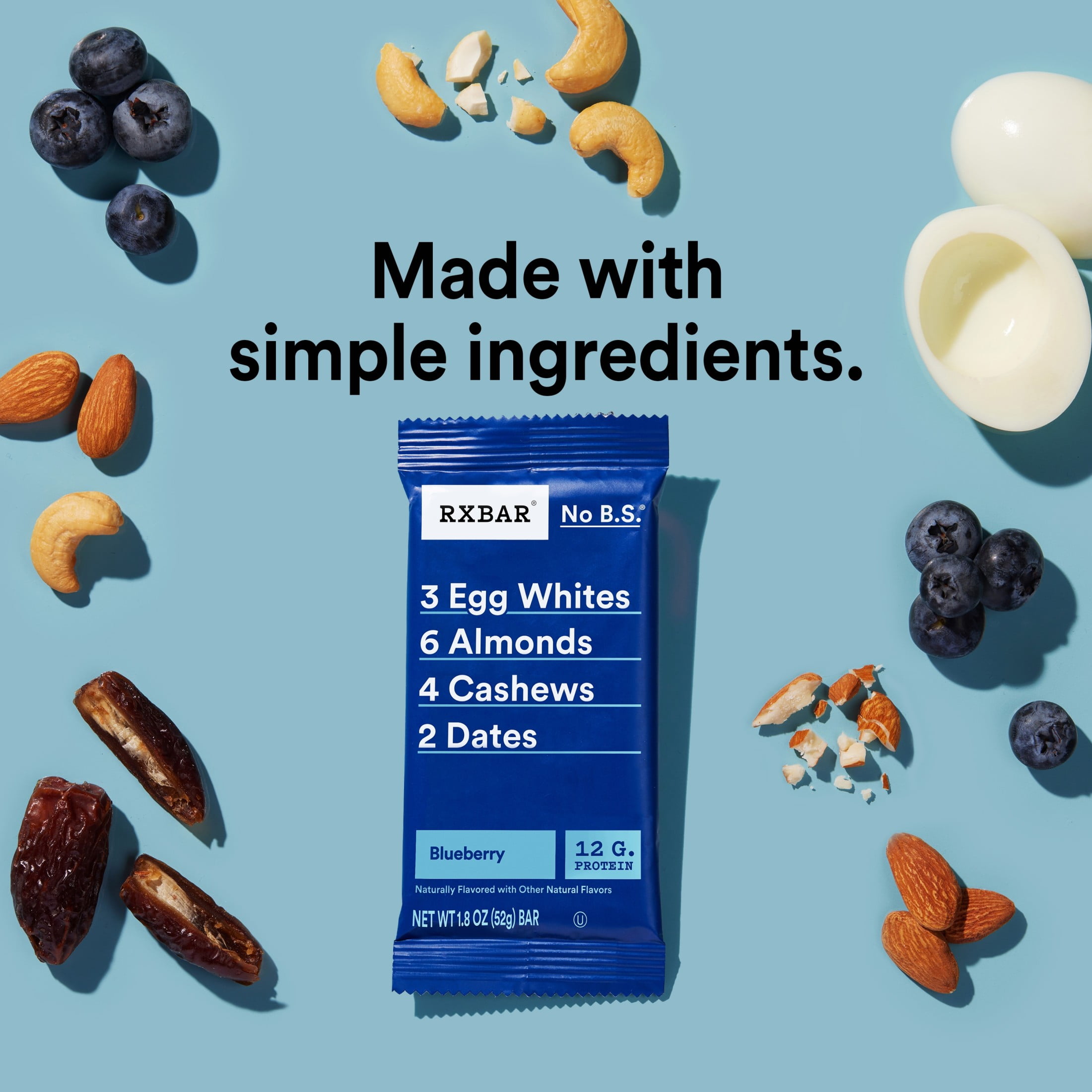 RXBAR, Blueberry Gluten-Free Protein Bars, 12 Count