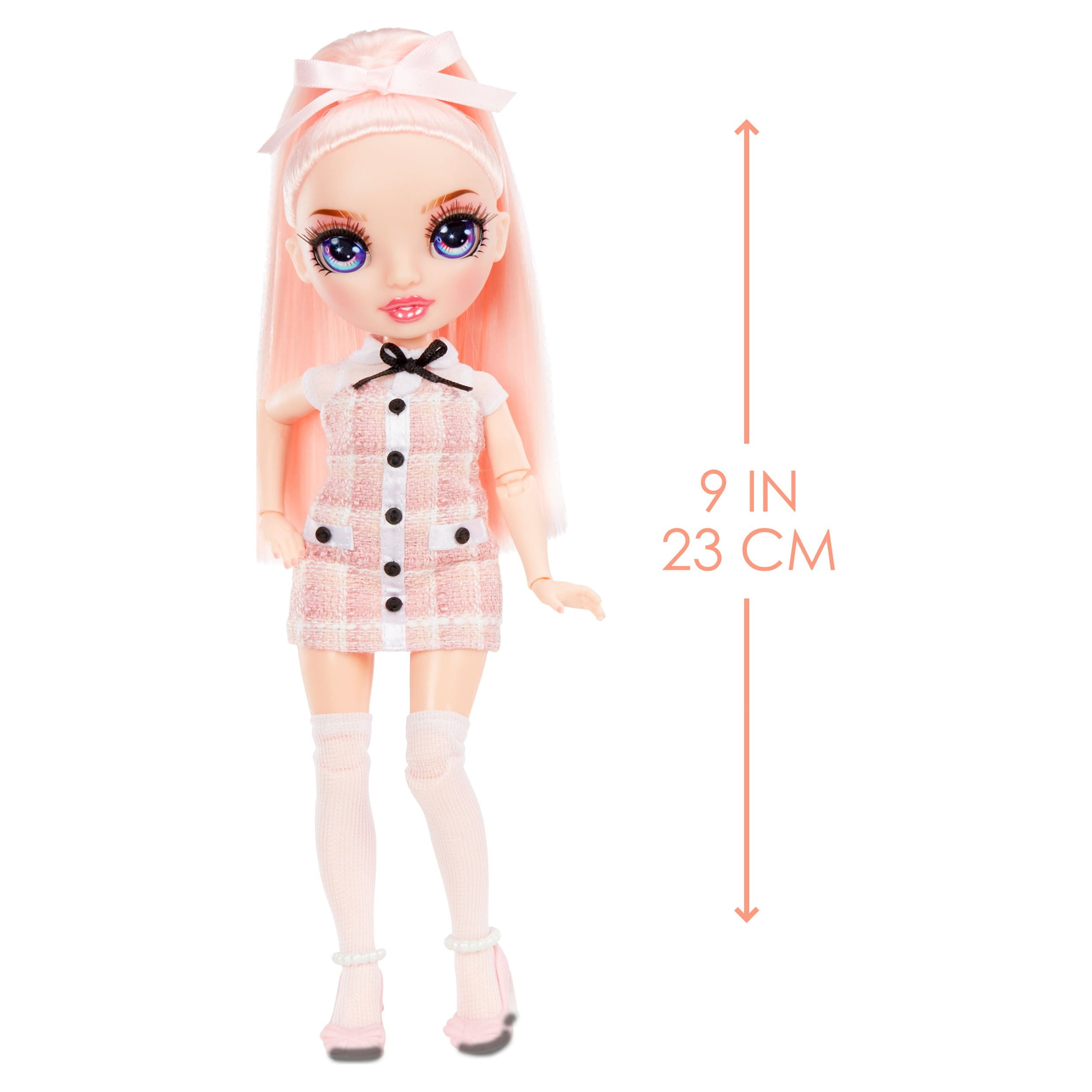 Rainbow High Jr High Bella Parker- 9-inch PINK Fashion Doll with doll accessories- open and closes backpack. Great Gift for Kids 6-12 Years Old and Collectors