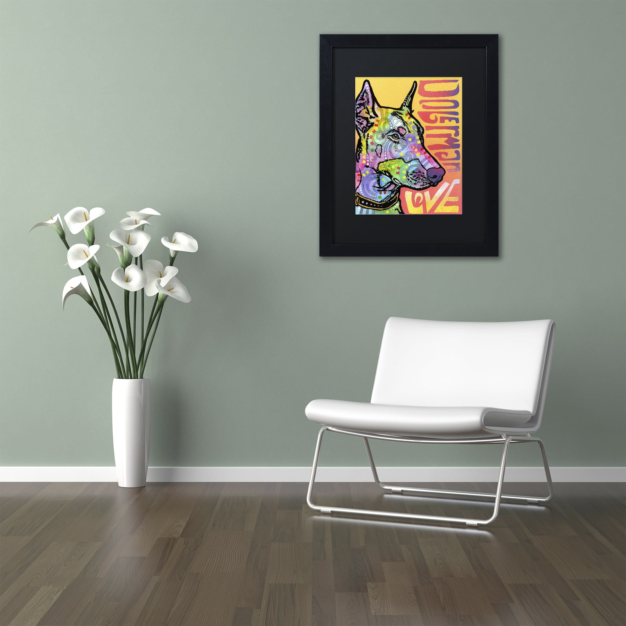 Trademark Fine Art 'Doberman Luv' Canvas Art by Dean Russo, Black Matte, Black Frame