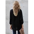 thumbnail image 3 of Chemise Noire à Col en V Manches 3/4 Ourlet Haut-Bas pour Femmes, 3 of 23
