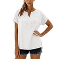 thumbnail image 5 of Turilly Women's Bohemian Lace Front Tops Short Sleeve V-Neck Casual Loose Fit Summer Tee for Women, 5 of 5