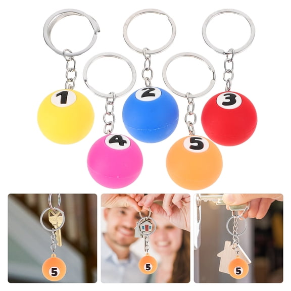 Minkissy 5Pcs Pool Ball Keychain Durable Creative Pendant for Backpack Purse Charm
