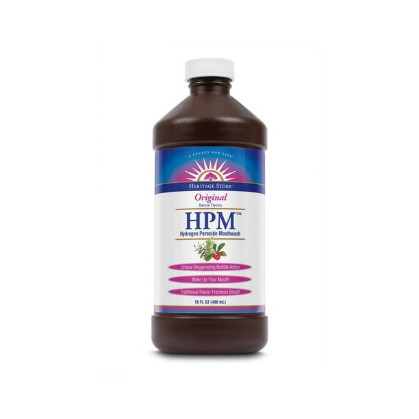 HERITAGE STORE Hydrogen Peroxide Mouthwash, Original, Liquid, Menthol (BtlPlastic) 16oz