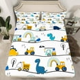 thumbnail image 2 of Erosebridal Truck Sheet Set Full Cute Dinosaur Rainbow Bed Sheets,Construction Vehicle Fitted Sheet Excavator Tractor Bedding Set Truck Room Decor, 2 of 4