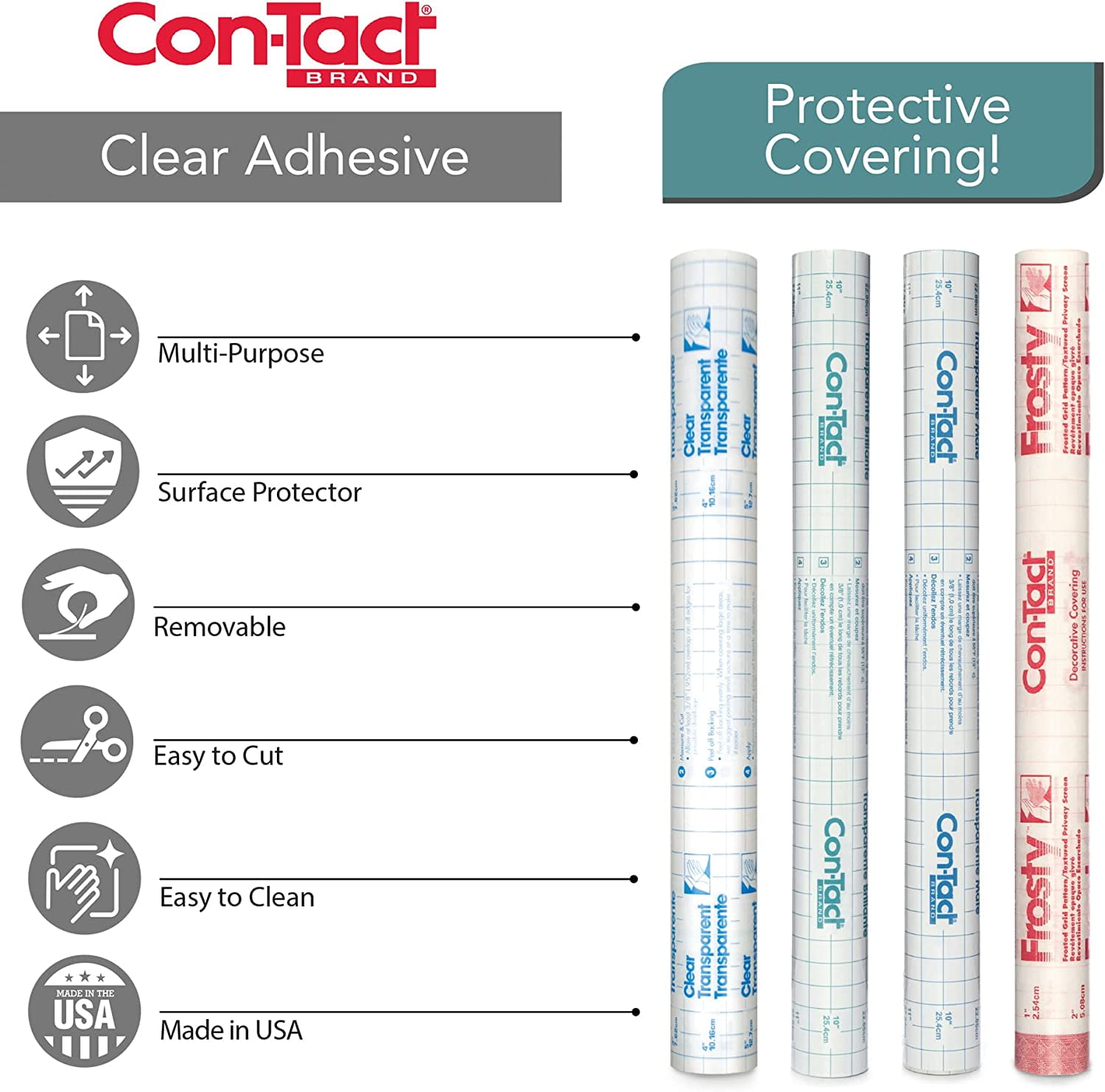 Con-Tact Brand Self-Adhesive Clear Protective Liner Books/Documents 18in x 9ft