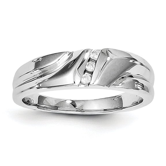 Sterling Silver Rhodium Plated Diamond Men's Ring QR4997