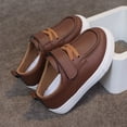 thumbnail image 6 of Toddler Boys Leather Casual Slip On Sneakers Adjustable Hook and Loop Walking Shoes Non Slip Lightweight Flat Daily Dress Shoes, 6 of 8