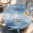 thumbnail image 3 of Retro Blue Round Fitted Table Cover Texture Abstract Modern Ombre Waterproof Table Cloth with Elastic Edge Wipeable Tablecloth for Picnic Camping Party Fits 45"-54" Diameter, 3 of 8