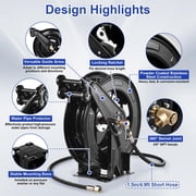 Tool Daily Retractable Pressure Washer Hose Reel 1.5m, Heavy Duty Power Washer Hose Reel 4000 PSI, Auto-Rewinding, Wall/Floor Mounted