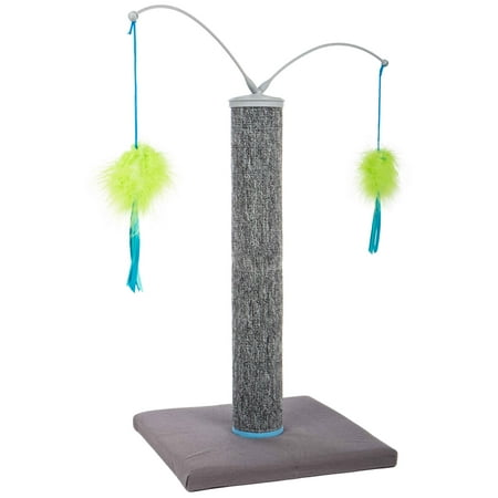SmartyKat Scratch 'N Spin Cat Toy, Carpet Scratching Post, Interactive Spinning Wand, Multicolored