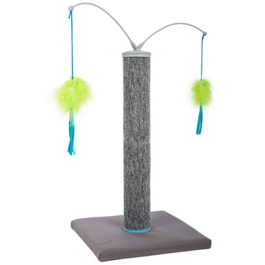 SmartyKat Scratch 'N Spin Cat Toy, Carpet Scratching Post, Interactive Spinning Wand, Multicolored