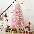 thumbnail image 4 of Alden Design 7.5ft Pre-Lit Fir Artificial Christmas Tree with Foldable Stand, Pink, 4 of 9