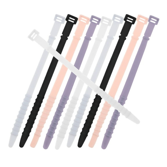 NICEXMAS 10Pcs Elastic Silicone Cable Ties Soft Rubber Straps for Electronics and Outdoor Use