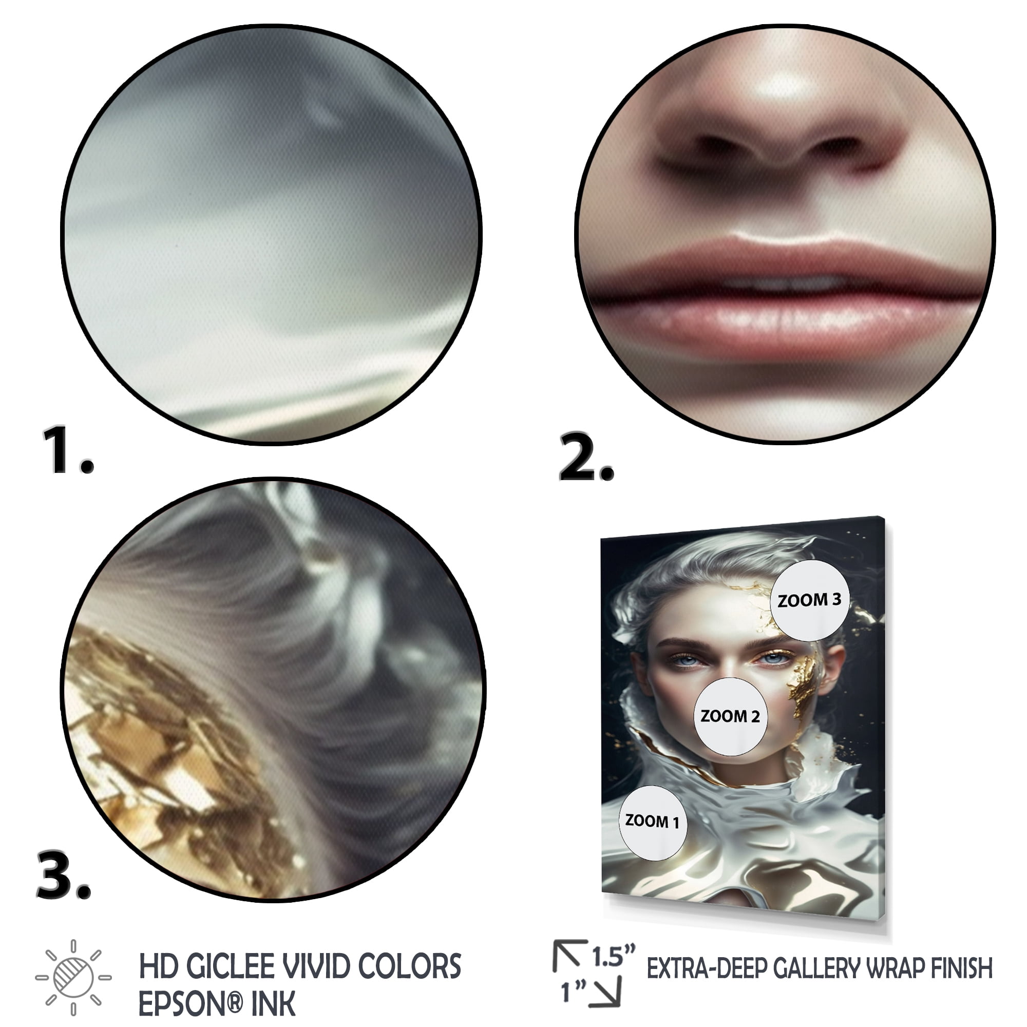 Designart Abstract Geode Gold On Face II Canvas Wall Art
