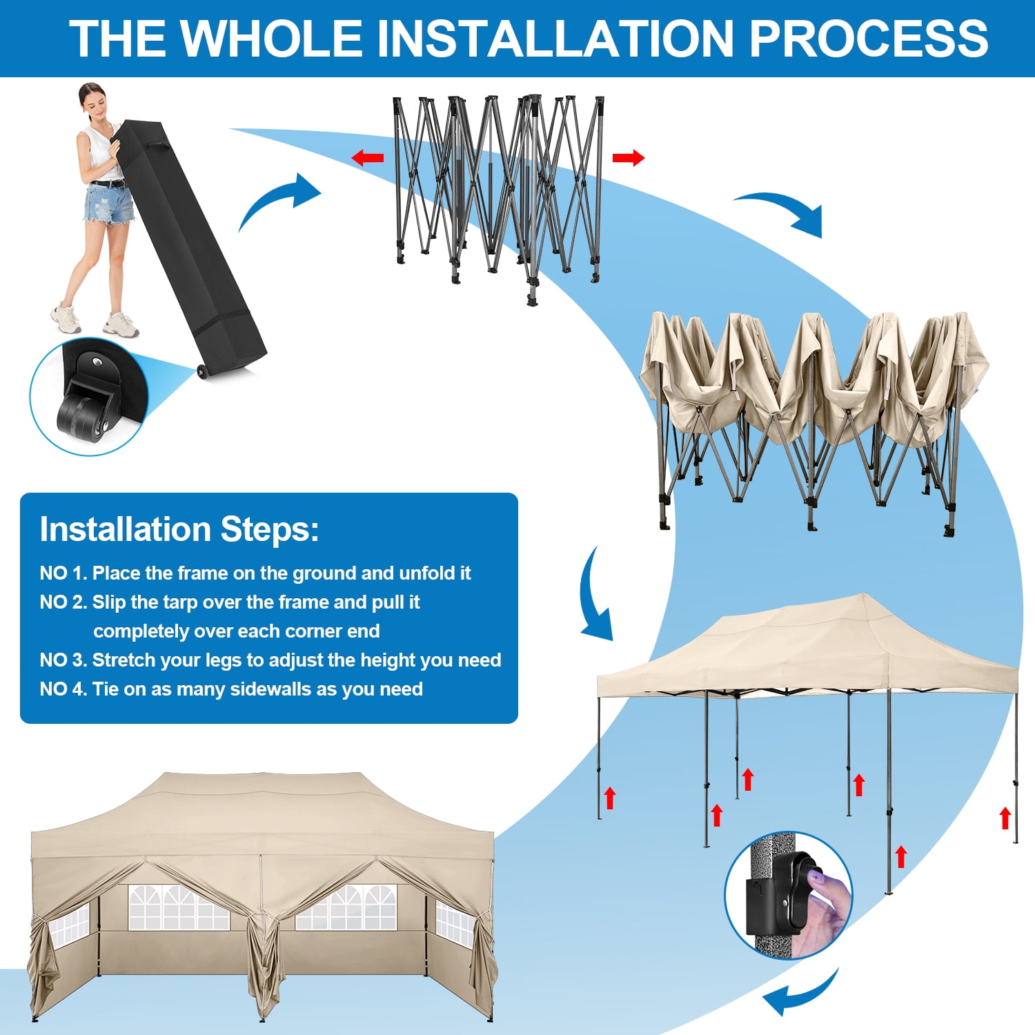 SANOPY 10x20 FT EZ Pop Up Canopy, Waterproof, Adjustable SANOPY 10x20 FT EZ Pop Up Canopy, Waterproof, Adjustable