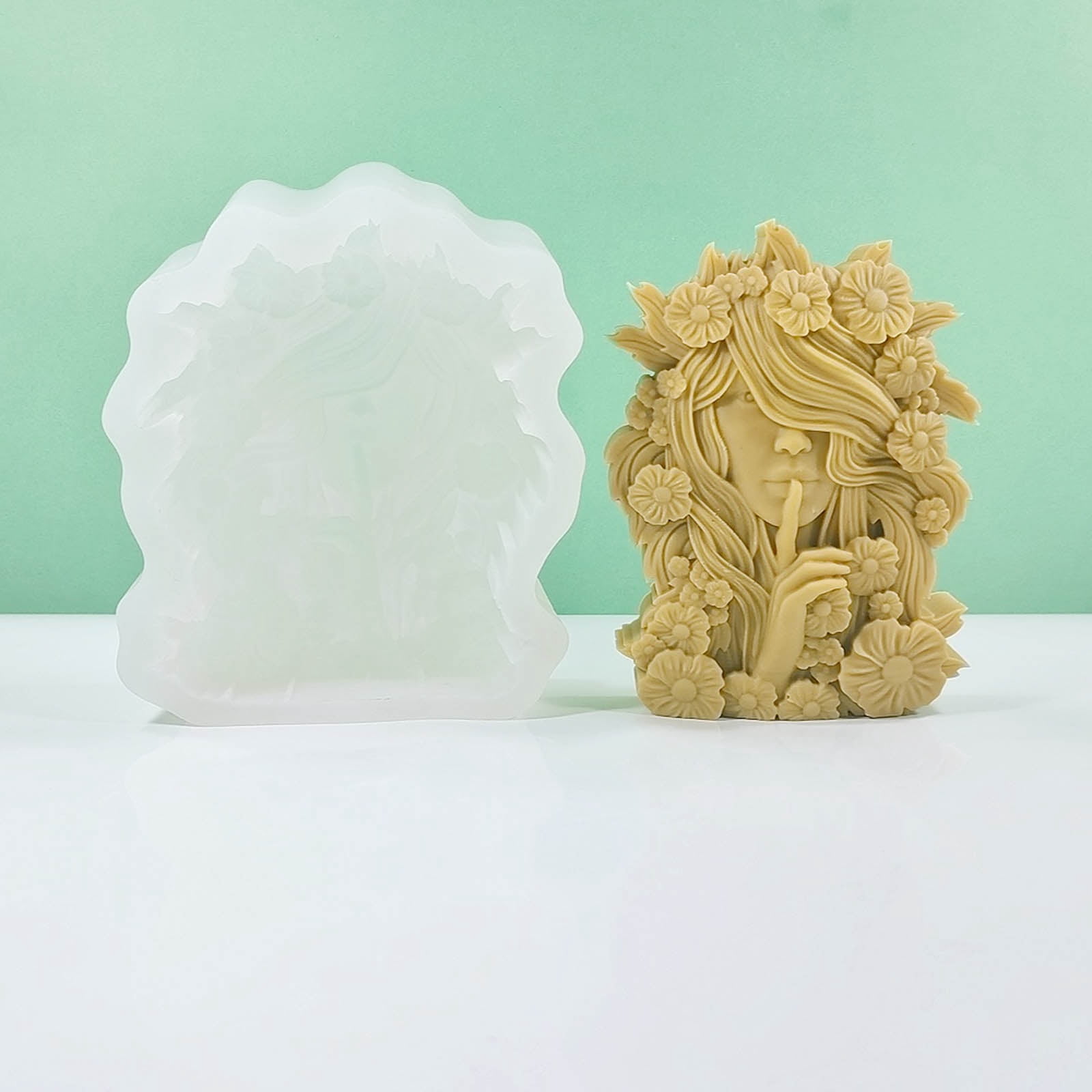 3D Candle Silicone Mold Handmade Whispering Girl Statue Craft Plaster Resin Candle Making Tool Soap Plaster Mould Decor