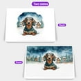 thumbnail image 2 of Hello Winter Dachshund Welcome Snowy Night Watercolor Vintage 7x5in Folded Greeting Card Wiener Dog Lover Gifts Idea Single Note Card with Envelope - 01011, 2 of 5