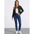 thumbnail image 3 of DARING DIVA Women's Button Down Collarless Cropped Denim Jacket XS Black, 3 of 6