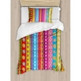 thumbnail image 3 of Striped Queen Size Duvet Cover Set, Colorful Retro Stripes Circles Boho Pattern 90's Style Ethnic Rainbow Art Print, Decorative 3 Piece Bedding Set with 2 Pillow Shams, Multicolor, by Ambesonne, 3 of 3