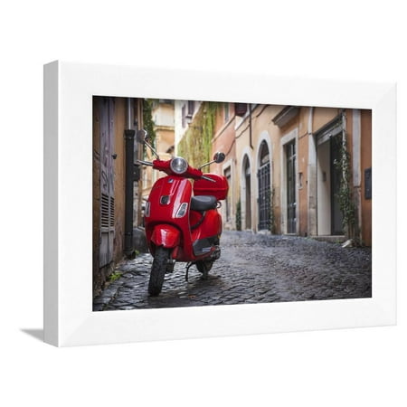 Italy Lazio Rome Trastevere Red Vespa Framed Print Wall Art By