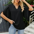 thumbnail image 2 of Fesfesfes Womens Tunic Tops Womens Casual Blouse Loose V-neck Sleeve T-shirt Tops Womens Tops Short Sleeve S(US:4), 2 of 7