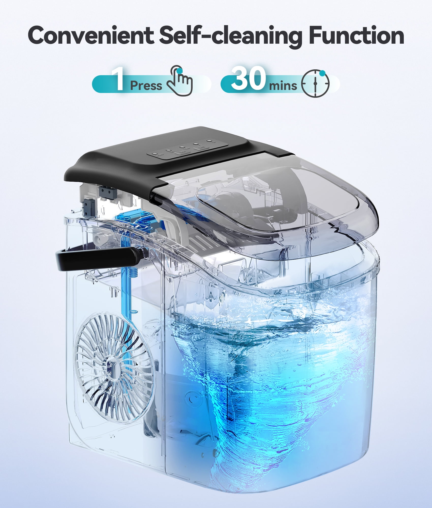 ecozy Portable Ice Maker Countertop, 9 Cubes Ready in 6 Mins, 26.5 lbs in  24 Hours, Self-Cleaning Ice Maker Machine with Ice Bags/Ice Scoop/Ice  Basket