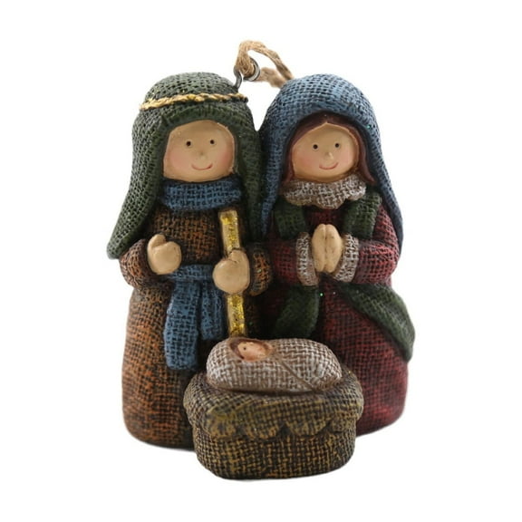 Traditional Nativity Resin Ornamentation Colorful Manger Scene Nativity Scene Decoration For Christmas trees And Indoor Space