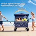 thumbnail image 6 of GDF Studio Push-Pull Folding Beach Wagon with Canopy, Balloon Tires, Large Capacity for Transport, Groceries, Blue, 6 of 11