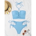thumbnail image 6 of 2024 Sexy High Wasited Swimsuit Women Solid Bikini Hollow Out Cross Swimwear Female Bathers Bathing Swimming Swim Suit Beachwear, 6 of 6