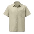 thumbnail image 3 of Eashery Mens Short Sleeve Button Down Shirts Solid Blouse Summer Tops Khaki XL, 3 of 5
