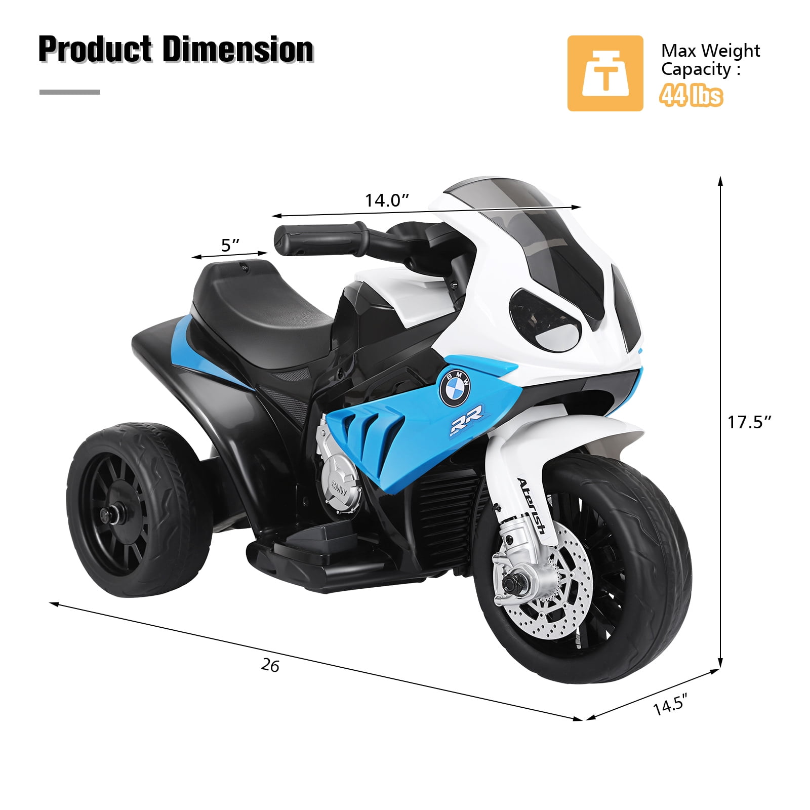 Costway Kids Ride On Motorcycle BMW Licensed 6V Electric 3