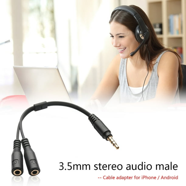 3.5Mm Casque Audio Stéréo Mâle À 2 Femelles Adaptateur Câble Y