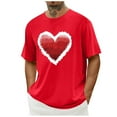 thumbnail image 1 of Tops para hombre, blusas y camisas de cuello redondo y manga corta para hombre. Camiseta/camisa informal de cuello redondo y manga corta con estampado de corazones para hombre. Tops de poliéster para, 1 of 5