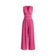 thumbnail image 2 of Womens Summer Jumpsuits Dressy Casual Sleeveless Mock Neck Wide Leg Pants Rompers Hot Pink XL, 2 of 4