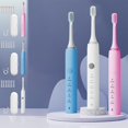thumbnail image 1 of Cepillo de dientes eléctrico con 8 cabezales de repuesto | 5 modos de limpieza | USB recargable | Batería mejorada de larga duración | Cerdas suaves | Estuche de viaje incluido | Cuidado bucal para, 1 of 9