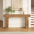 thumbnail image 4 of Rustic Farmhouse Console Table, 63" Solid Wood Entryway Sofa Table, Natural Oak Finish Industrial Hallway Table, 4 of 5