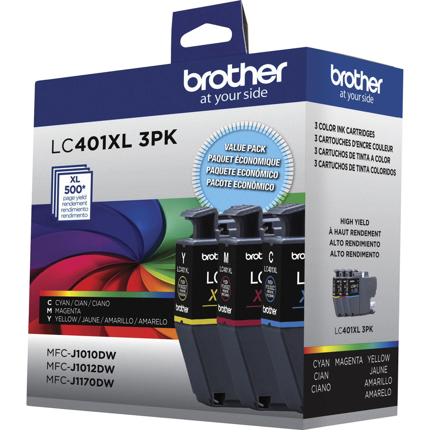 Brother Genuine LC401 Standard Yield 3-Pack Color Printer Ink Cartridges, Cyan, Magenta and Yellow