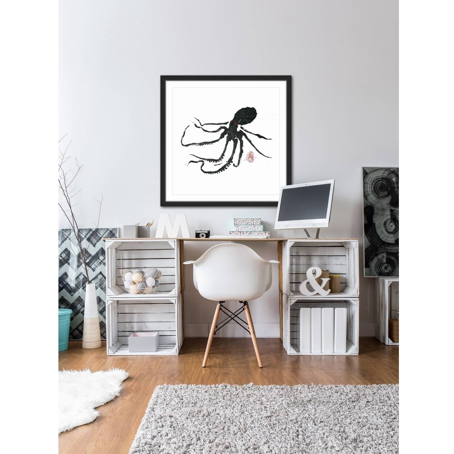 "Ursula - Black Octopus" Framed Painting Print