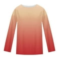 thumbnail image 6 of Women's Fallow Printing Round Neck Long Sleeve T-Shirt Tops Blouses Solid Color Casual Daily Wear Vacation Travel Fashion Essential Gift for Women | Sopatenor,Orange XL, 6 of 8