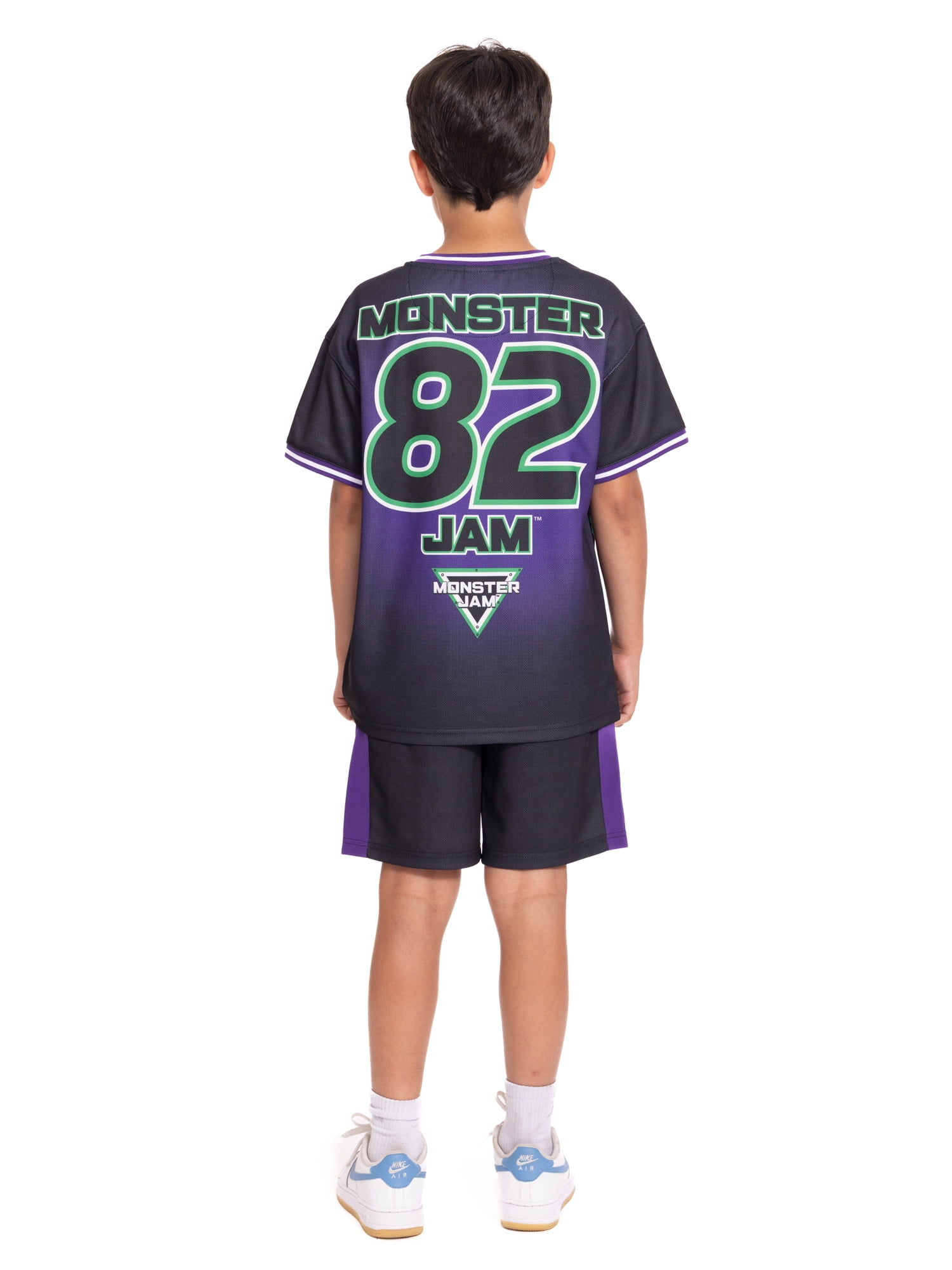 Monster Jam Boys Short Sleeve Soccer Jersey with Matching Short, 2-Piece Set, Sizes 4-16